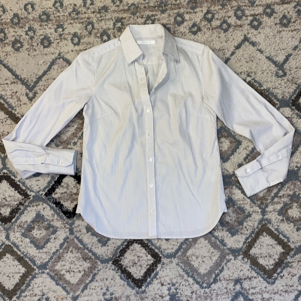 UniQlo Fine Cloth stripe blouse shirt sz S